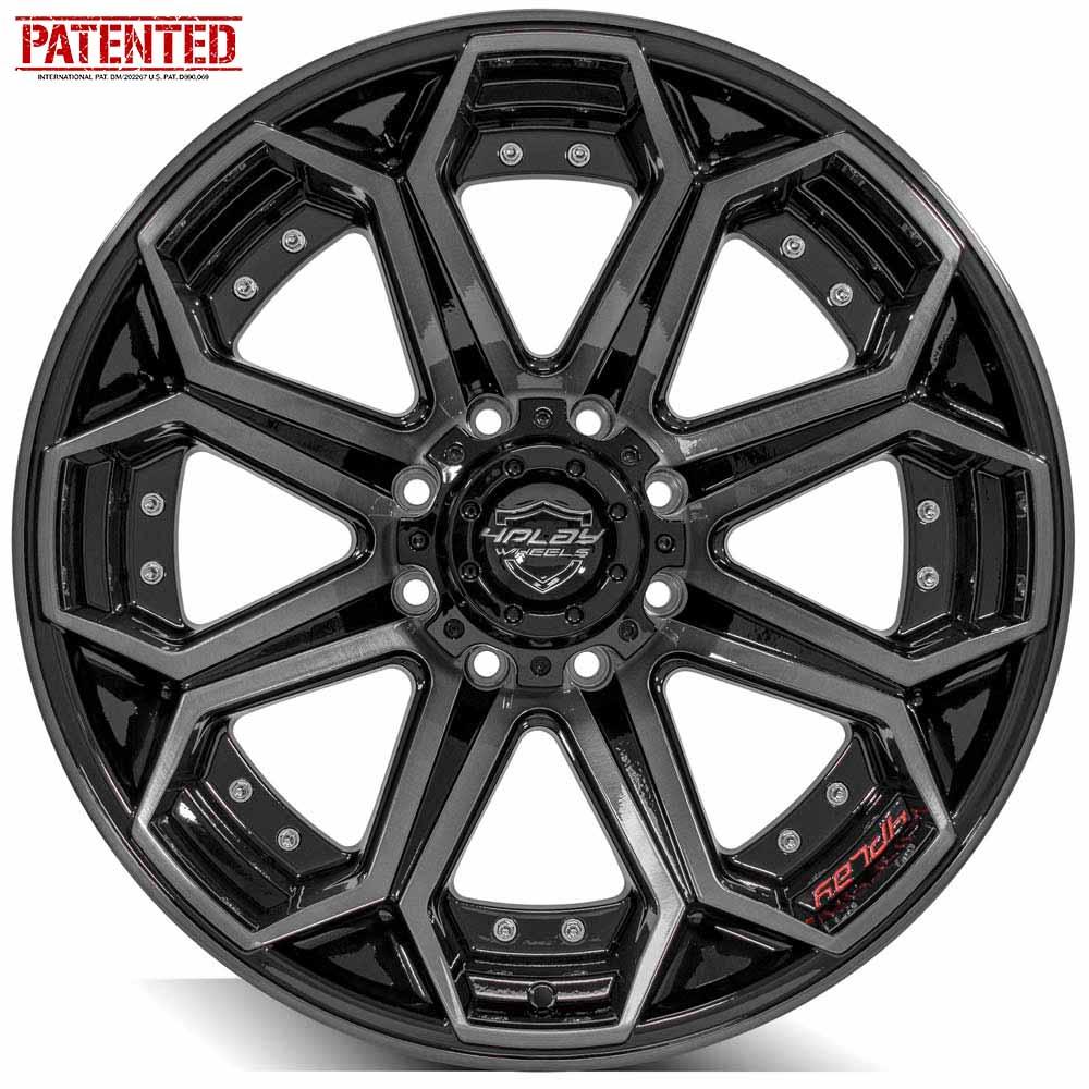 4Play Gen2 4P80R 22x10 Black Brushed Face Tinted Wheel 8x180 ET-24 CB124.1